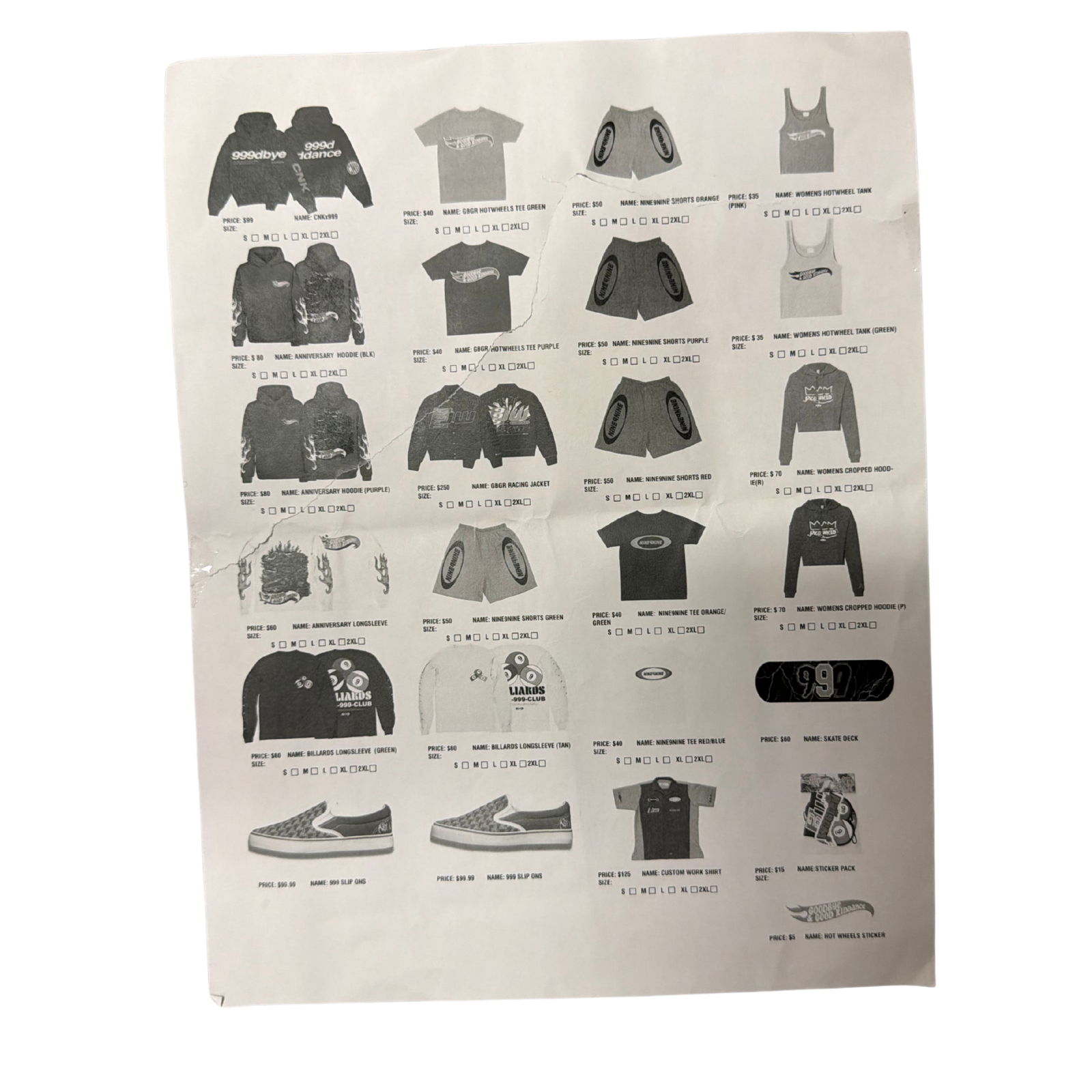 2021 GBGR 3-Year Anniversary Pop-Up Shopping Sheet (Taped)