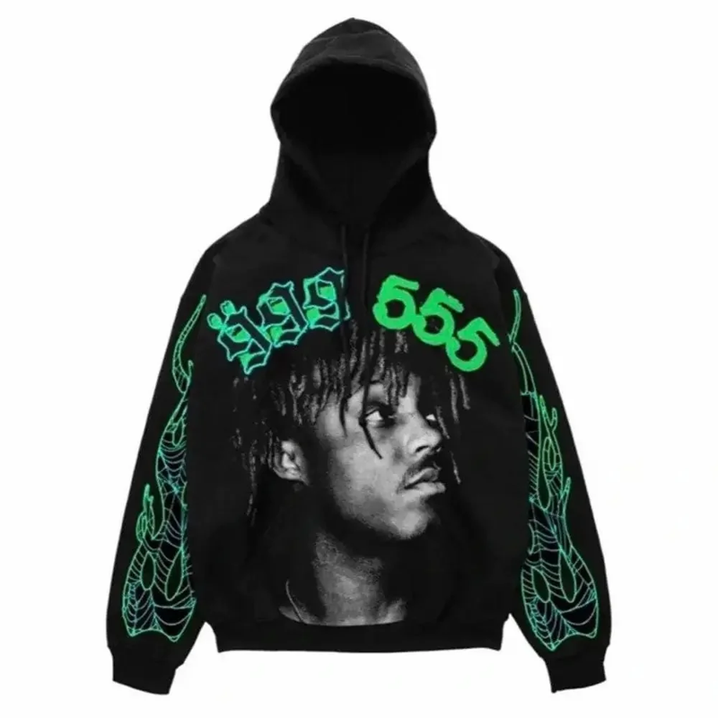 999 x Sp5der Hoodie - Black/Green — Medium incoming / condition photo