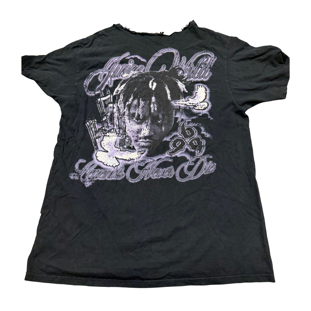 Legends Never Die Distressed Portrait T-Shirt - Black/Purple — Large