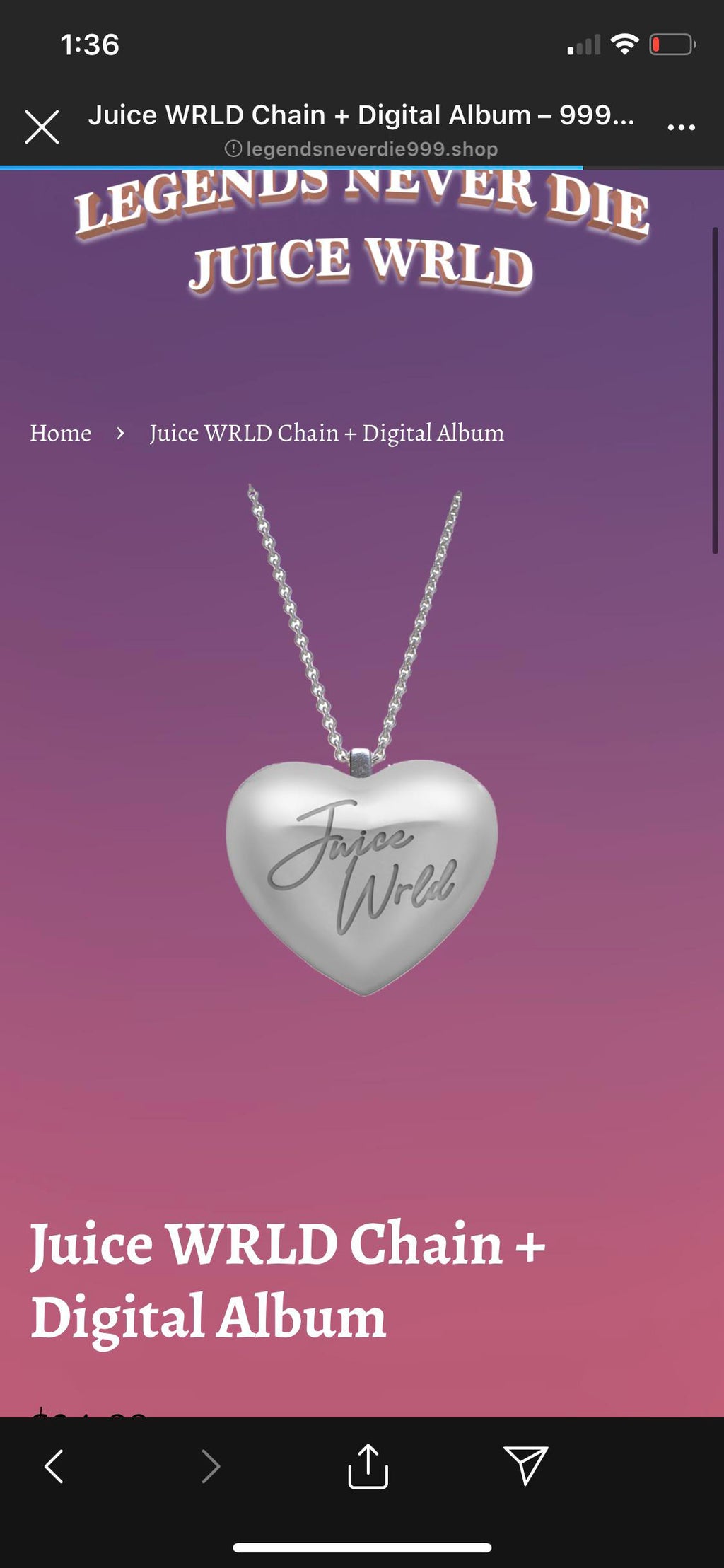 Juice WRLD Heart Chain & Pendant